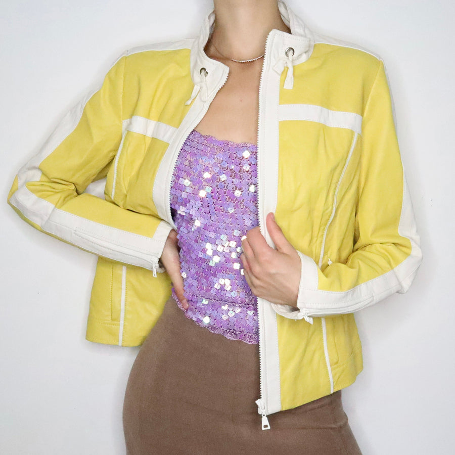 Yellow Leather Racer Jacket (M-L)