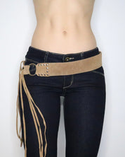 Tan Suede Fringe Belt (S-M) 