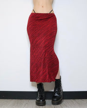 Red Print Maxi Skirt (Small)