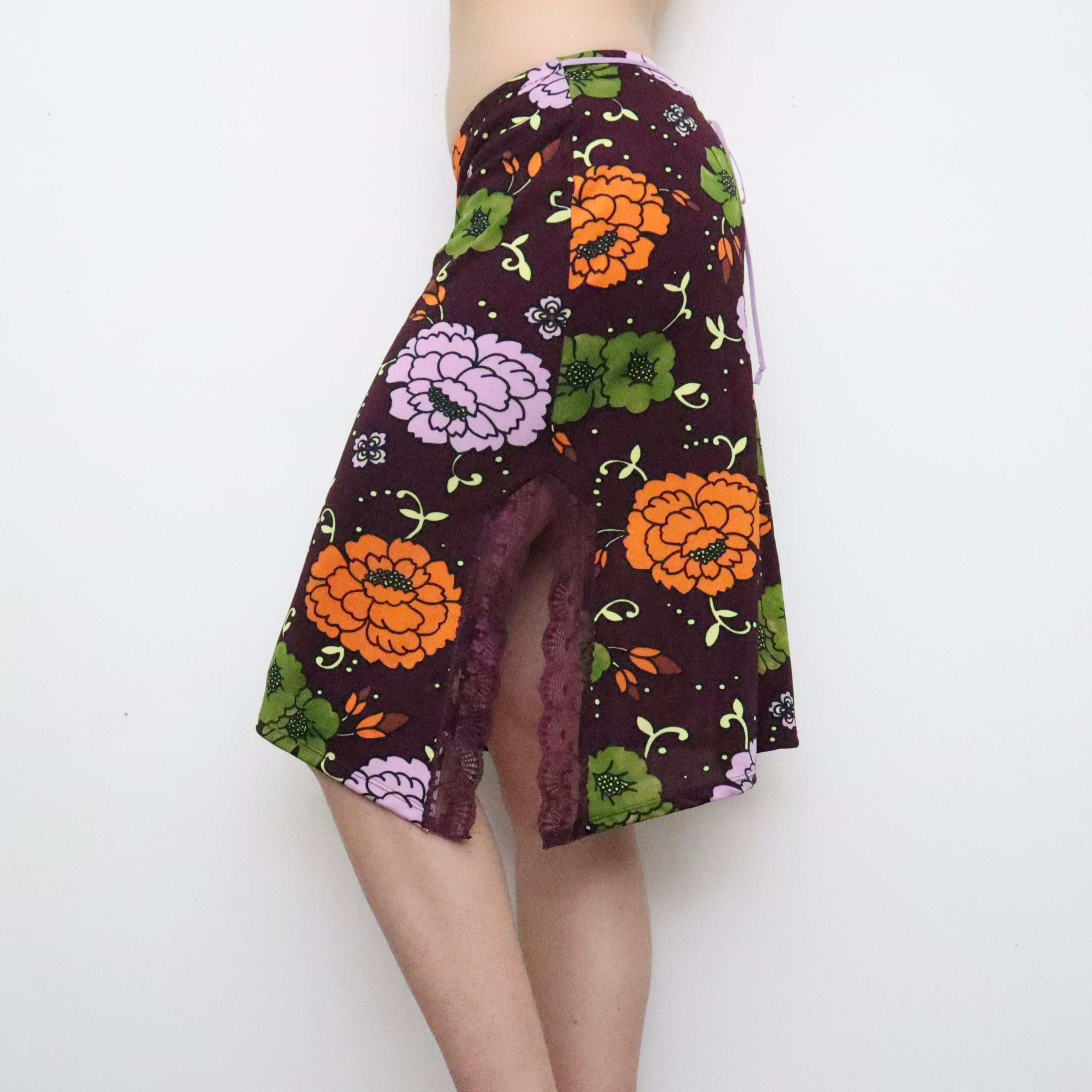 Floral Asymmetrical Midi Skirt (Small)