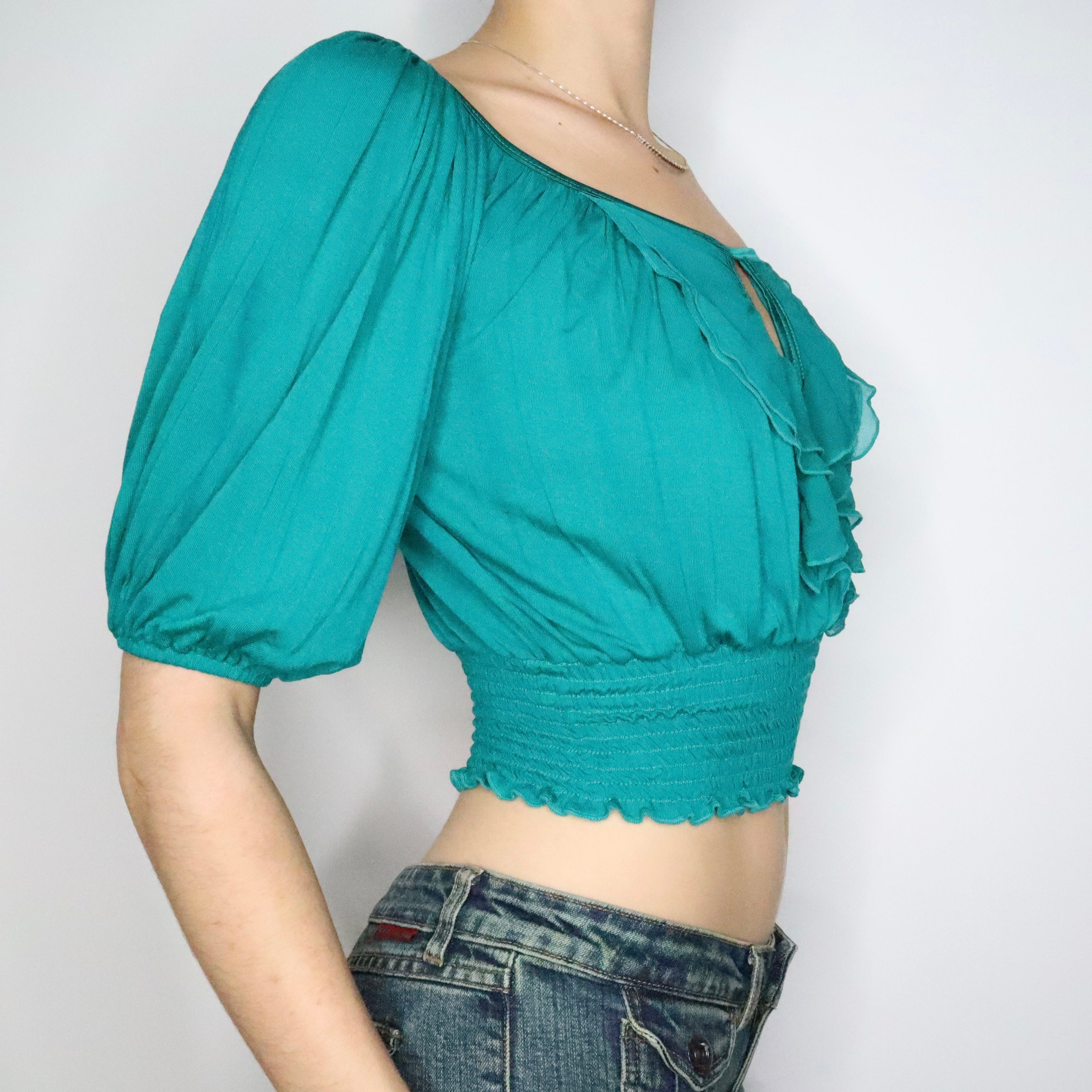 Bebe Puff Sleeve Blouse (XS-S)