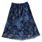 90s dark blue floral maxi skirt