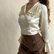 vintage cream satin blouse