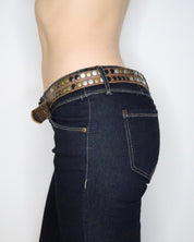 Studded Brown Leather Belt (Large)