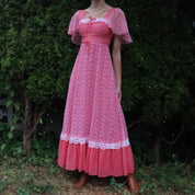 Red Pinstripe Prairie Dress (XS)