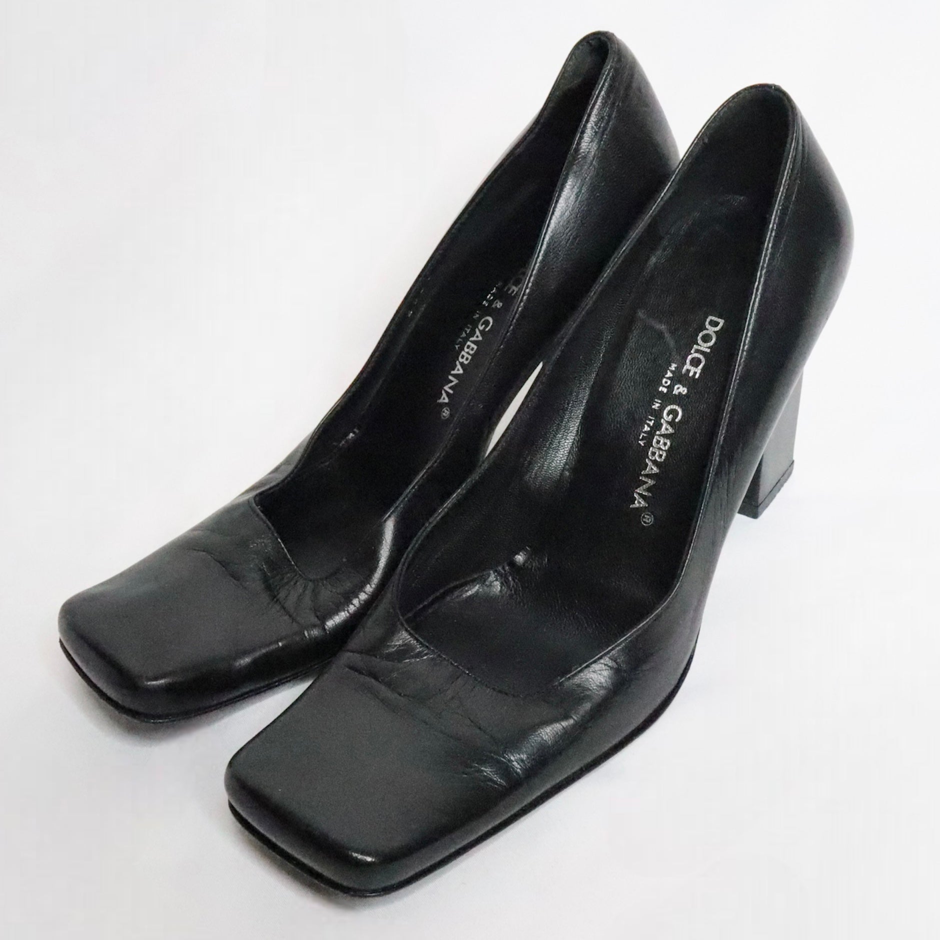 Dolce & Gabbana Black Leather Heels (5-5.5 US/35 EU)