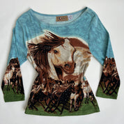 beaded horse knit top 