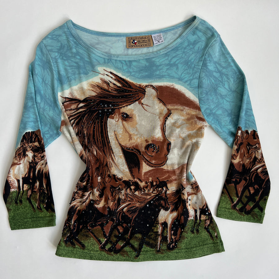 beaded horse knit top 