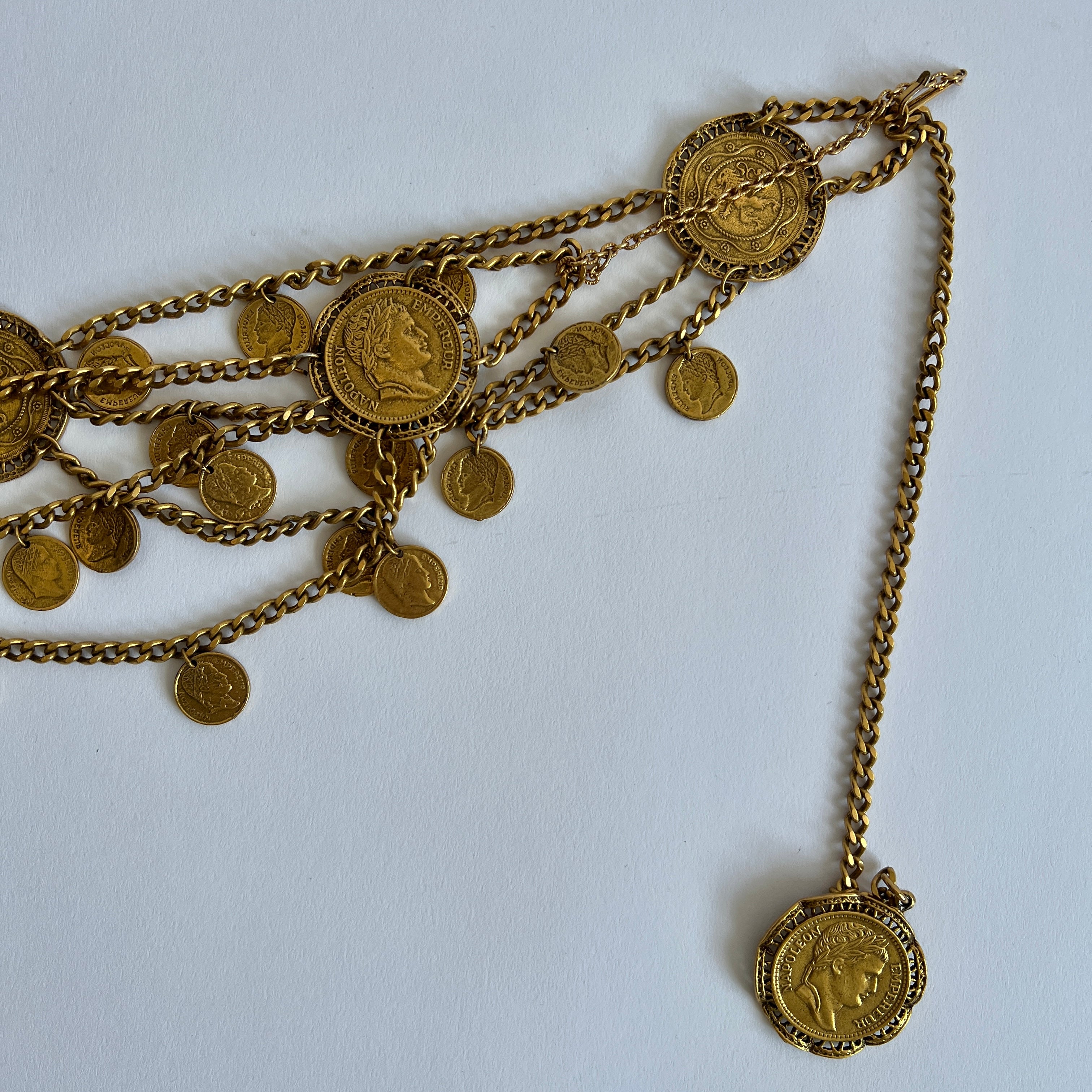 Gold coin chain belt