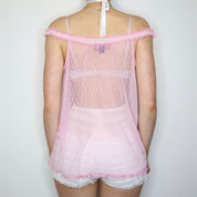 Pink Mesh Babydoll Top (Large) 