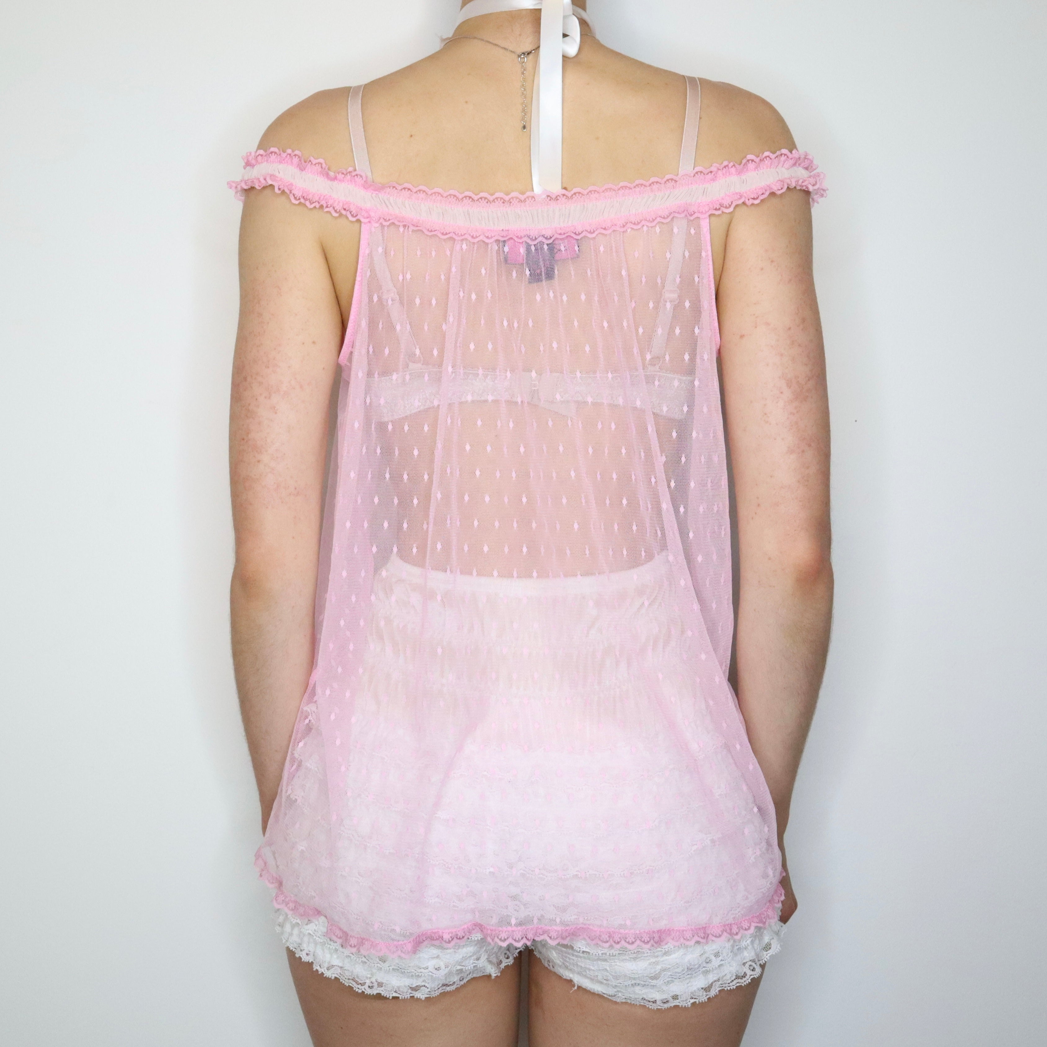 Pink Mesh Babydoll Top (Large) 
