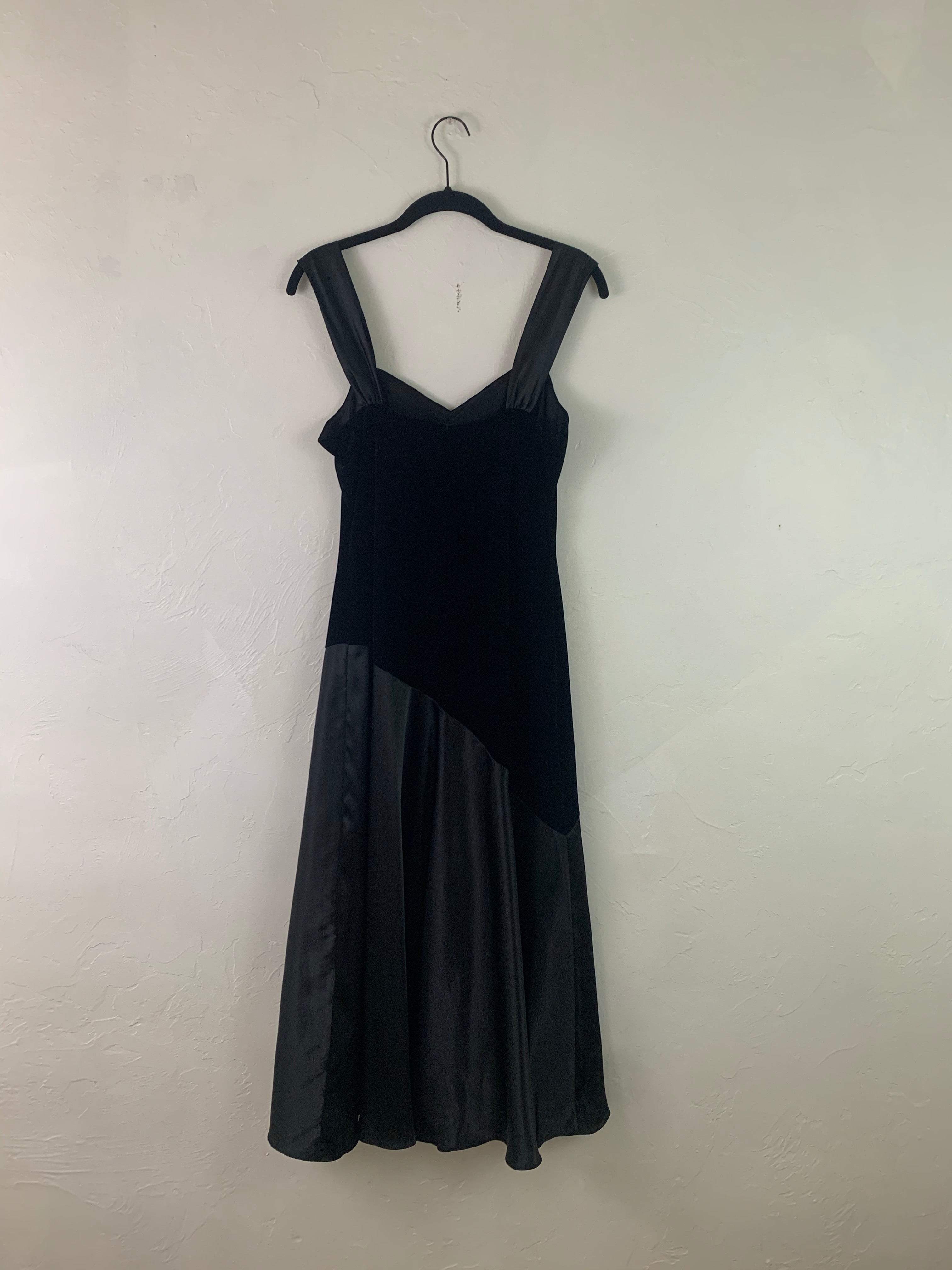 Black velvet silk maxi sress