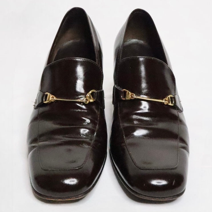 Italian Brown Leather Heeled Loafers (6.5 US)