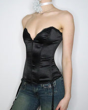 Black Zip Up Corset (S-M) 