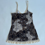 mixed print babydoll slip