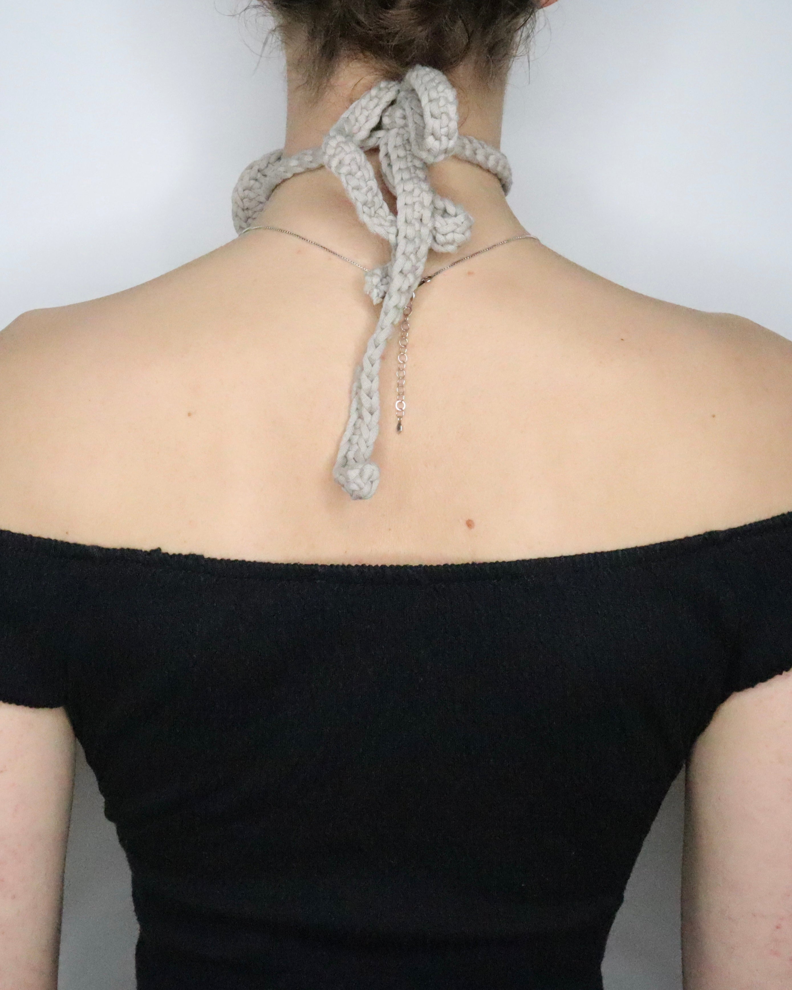 Taupe Crochet Flower Choker 