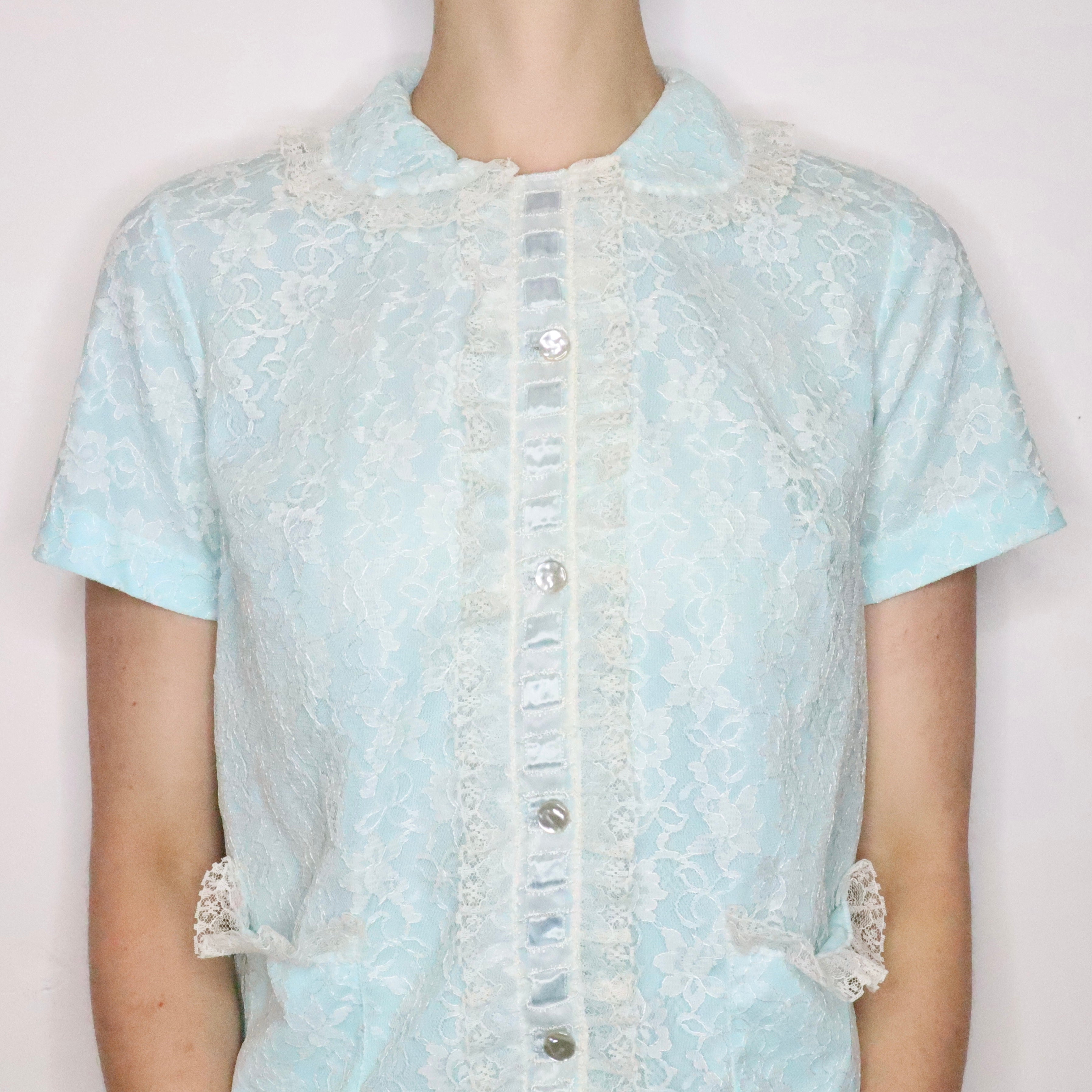 Aqua Lace Bed Jacket (M/L)