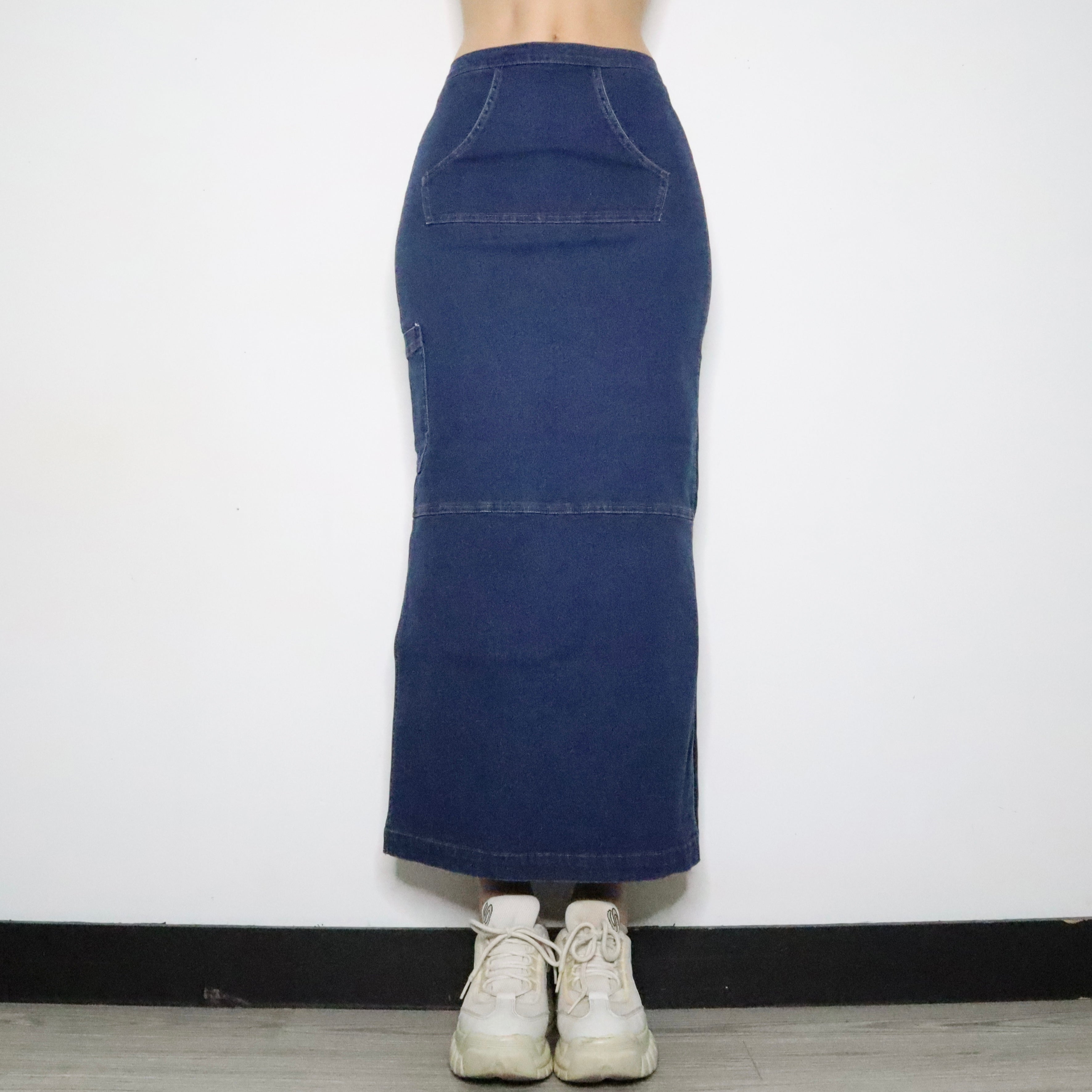 Denim Cargo Maxi Skirt (XS-S)