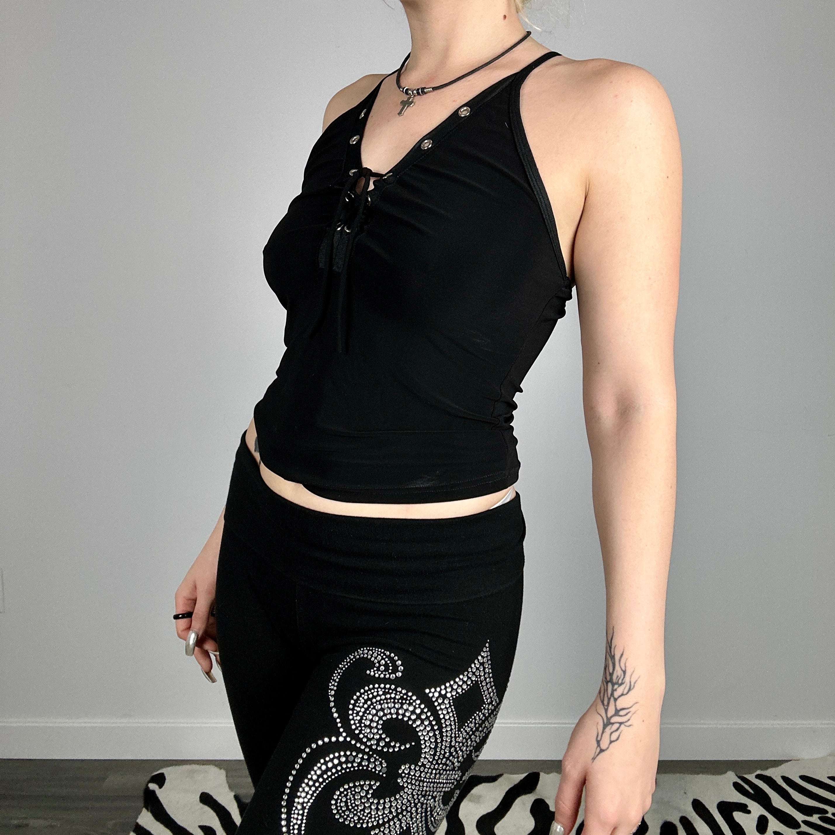 Vintage Gothic Lace-Up Tank