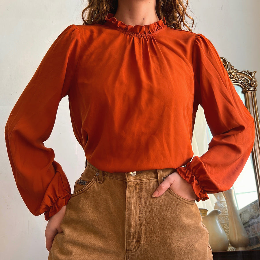 70s burnt orange blouse