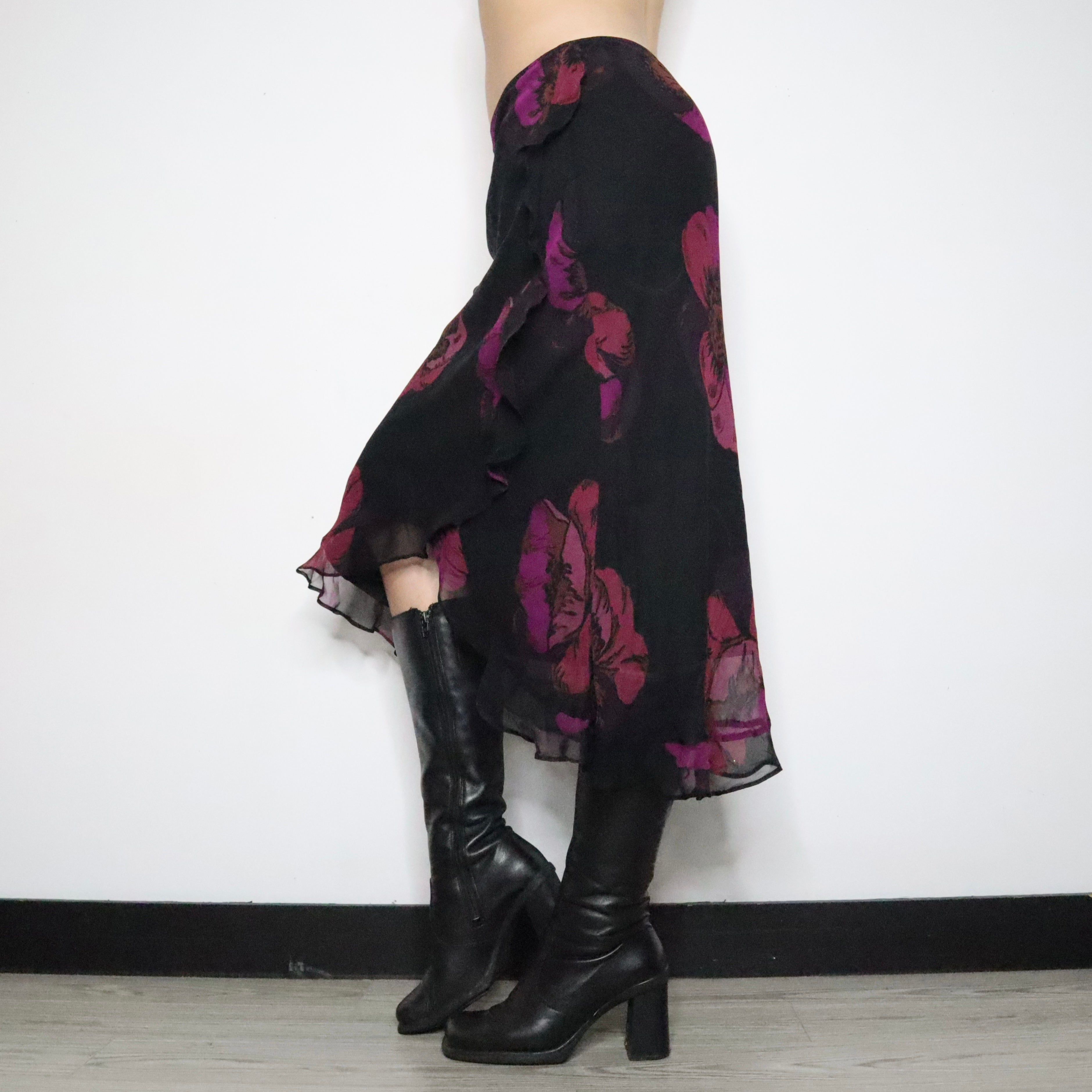 Betsey Johnson Silk Midi Skirt (Large)