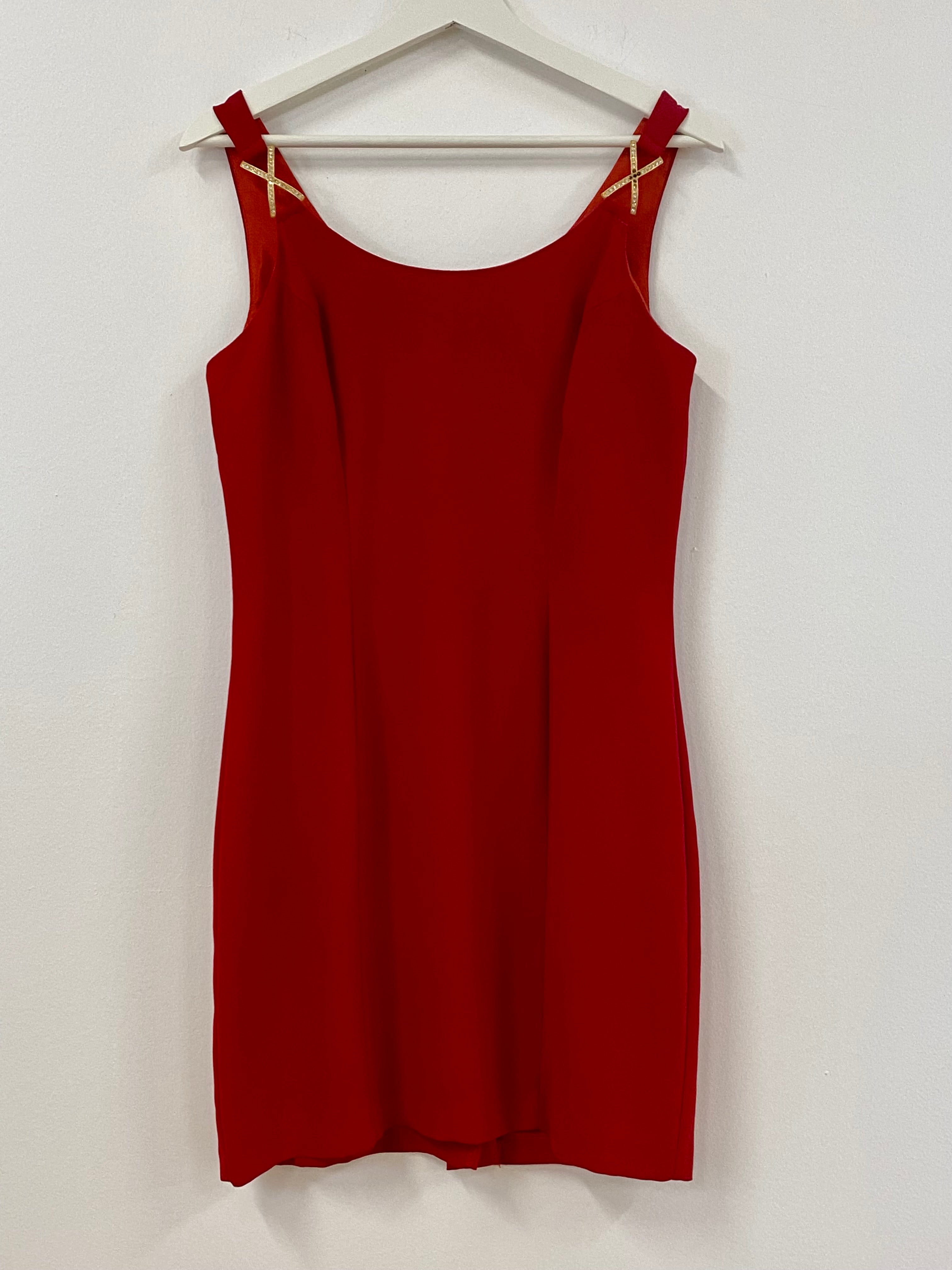 Red Rhinestone Buckle Dress