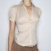 Beige Button Up Blouse (Small)