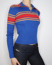 Quarter Zip Striped Sweater (Small) 