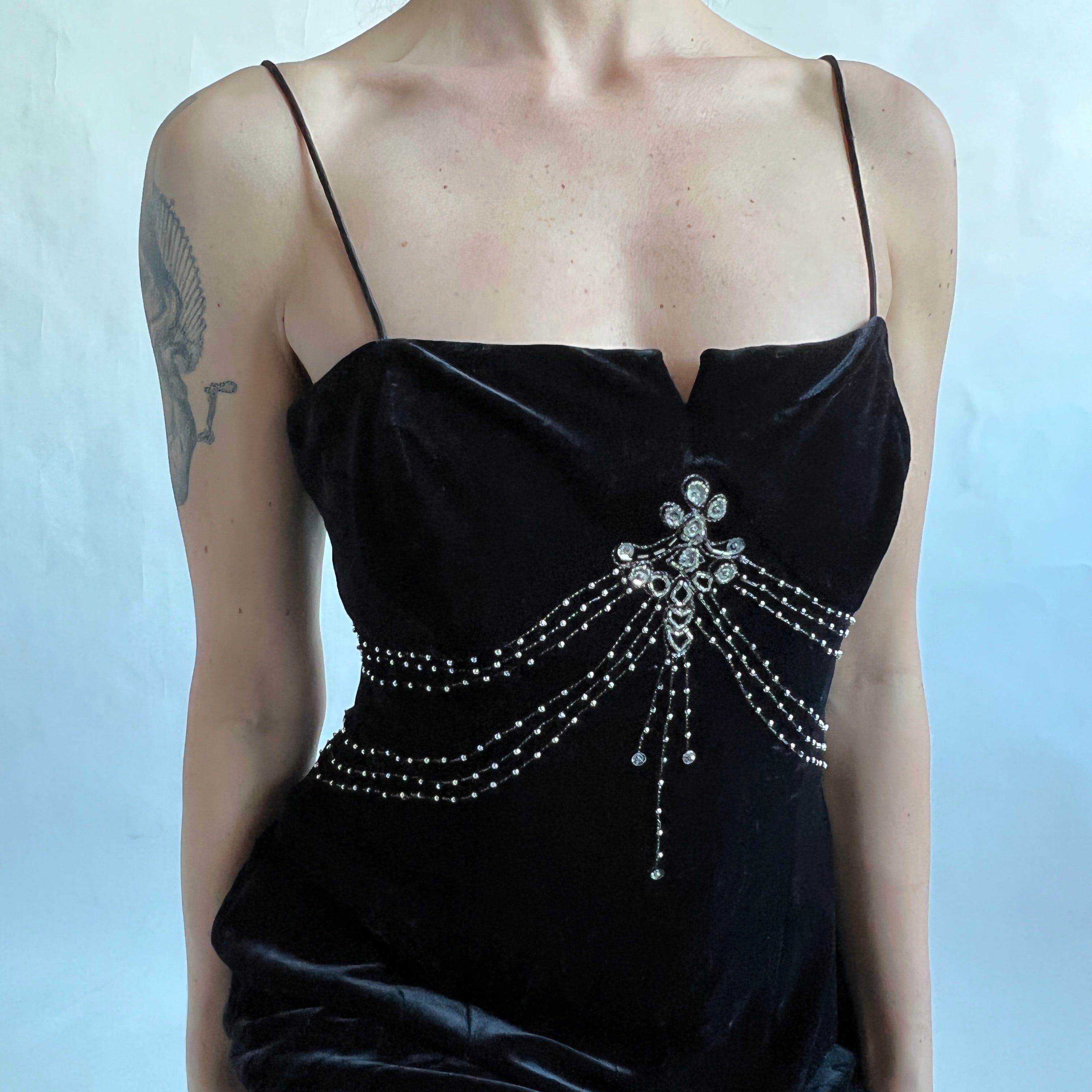 90s Beaded velvet maxi dress