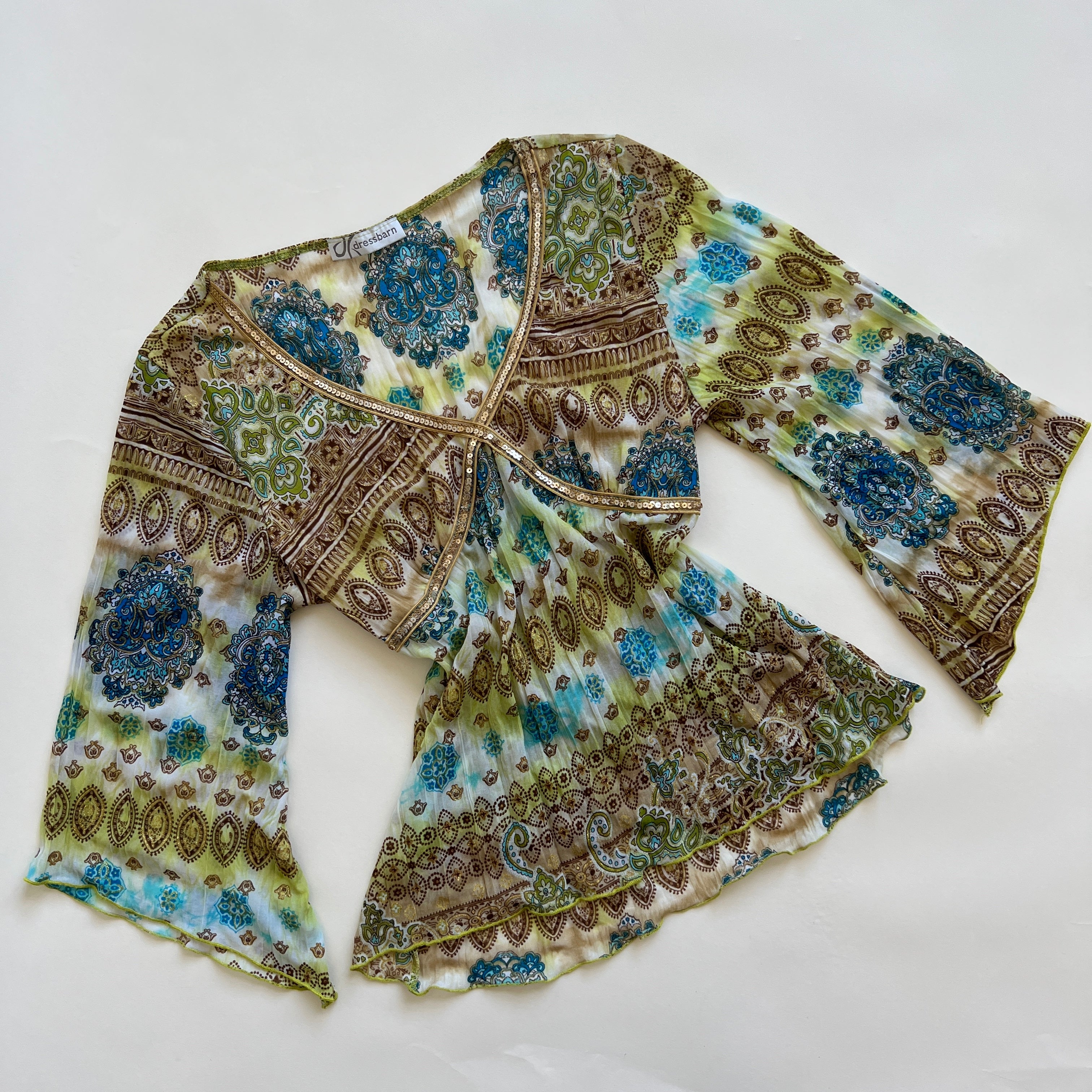 00s glitter boho blouse