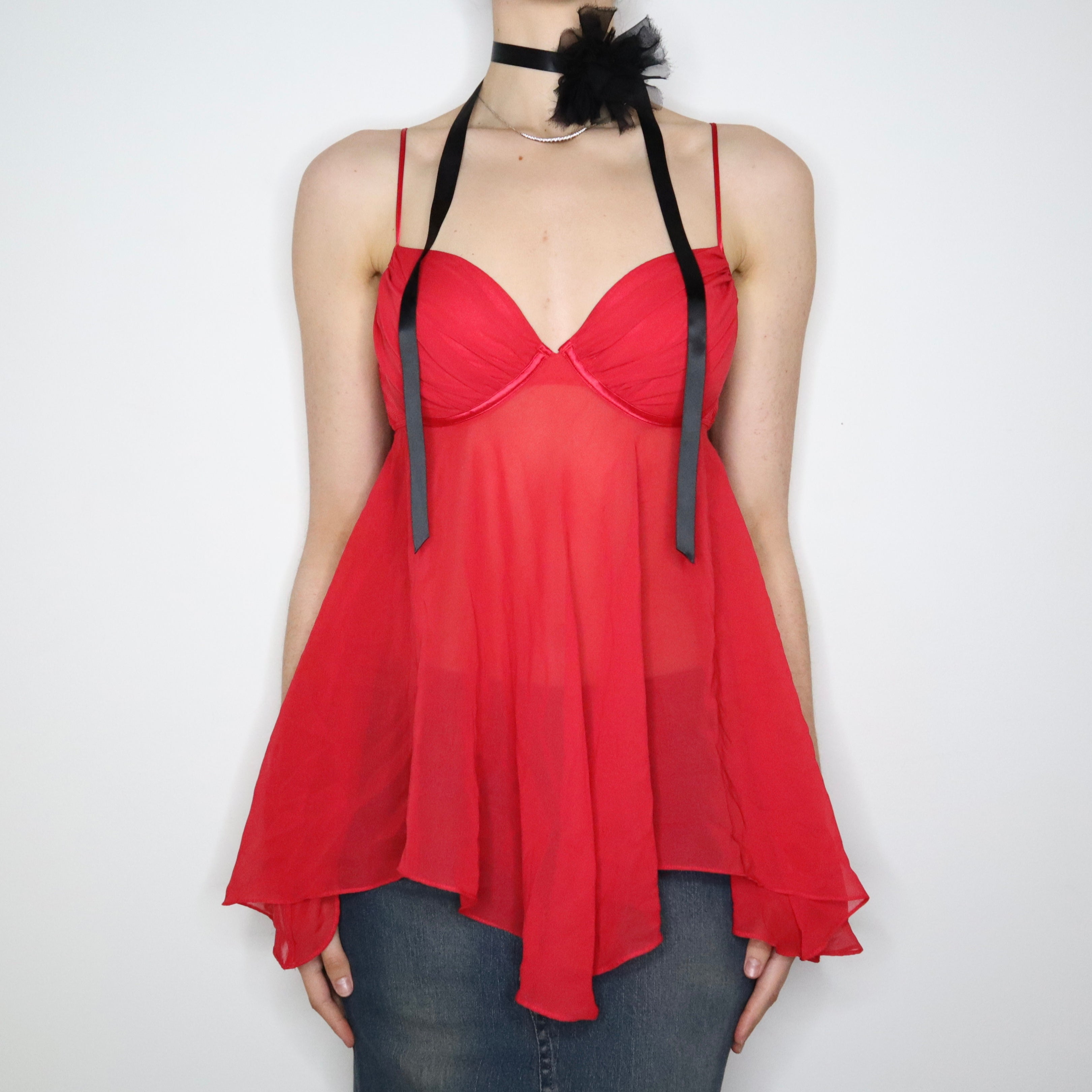 Y2K Red Fairy Babydoll Bustier (M)