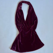 Burgundy velvet halter top M