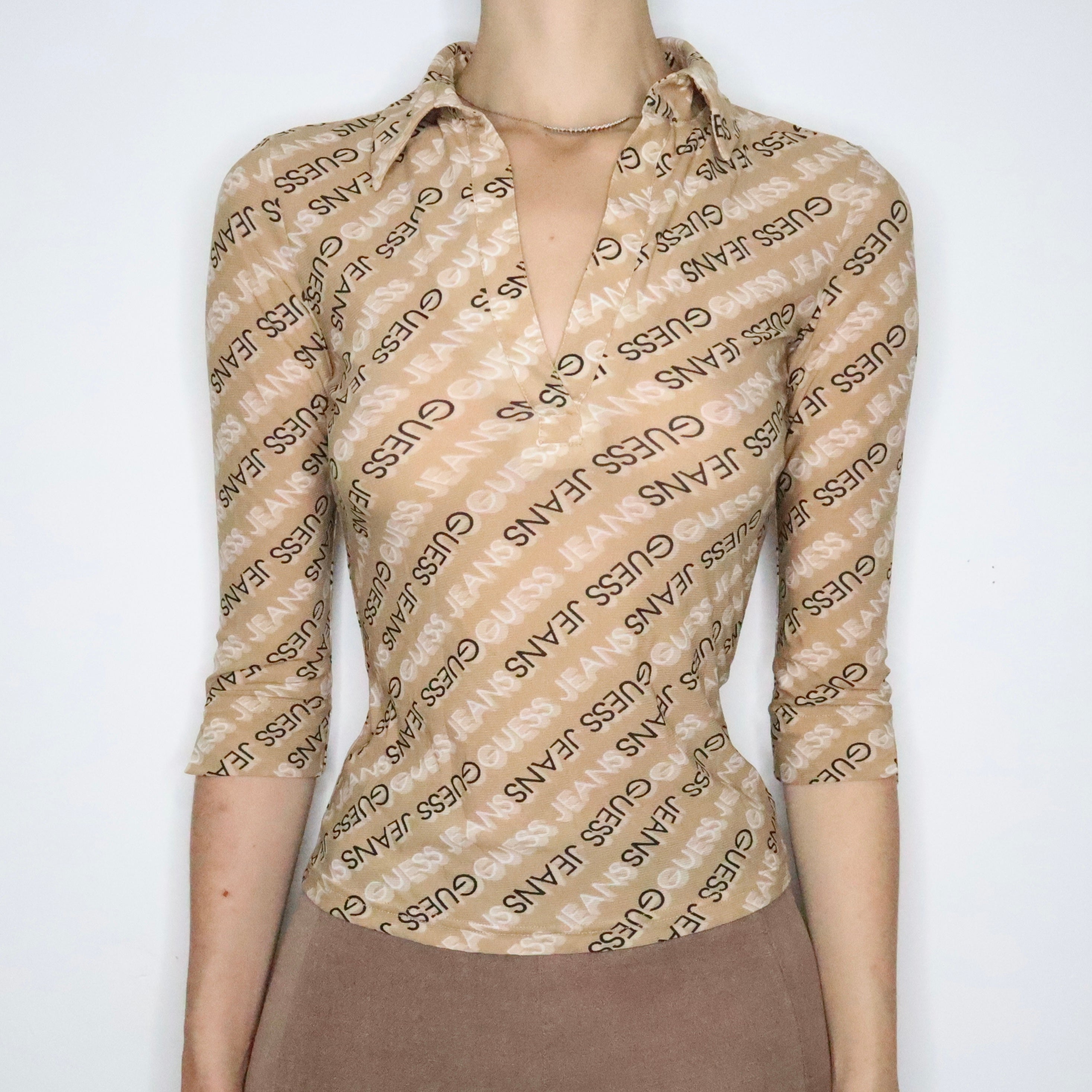 Tan Guess Mesh Blouse (M-L)