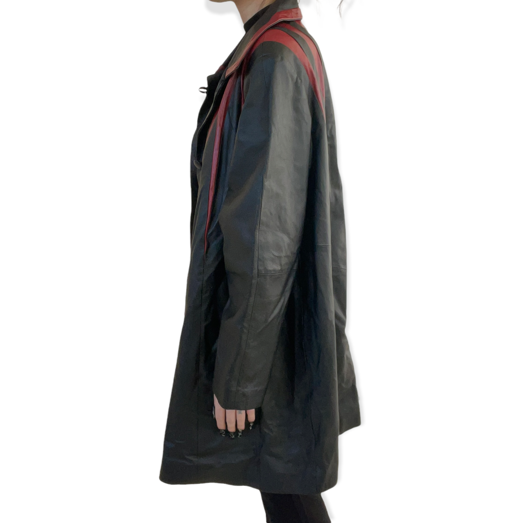 Long leather trench