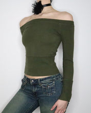 Green Off the Shoulder Top (XS-S) 