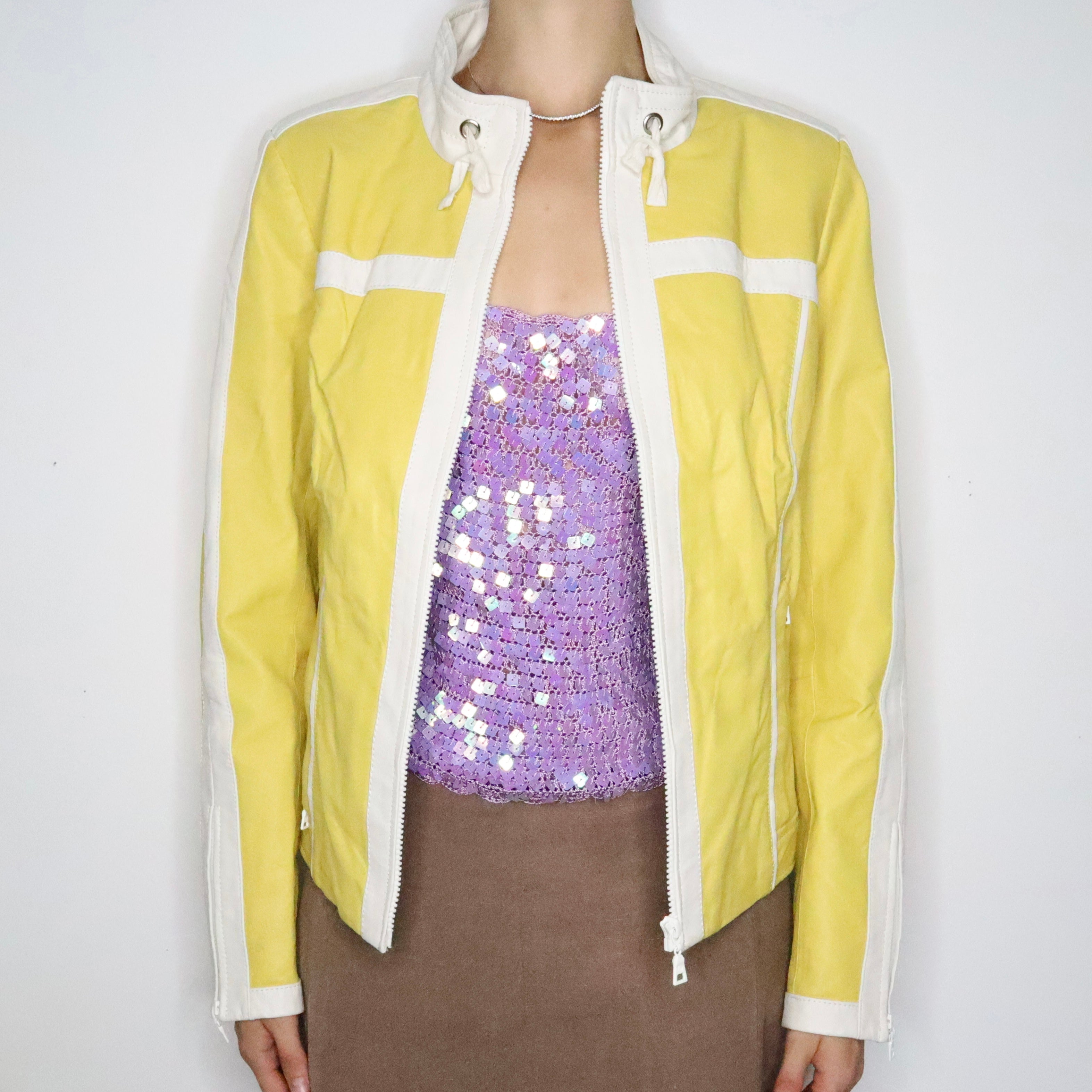 Yellow Leather Racer Jacket (M-L)