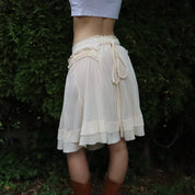 Cream Silk Midi Skirt (Medium)
