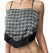 satin print bandana tie top