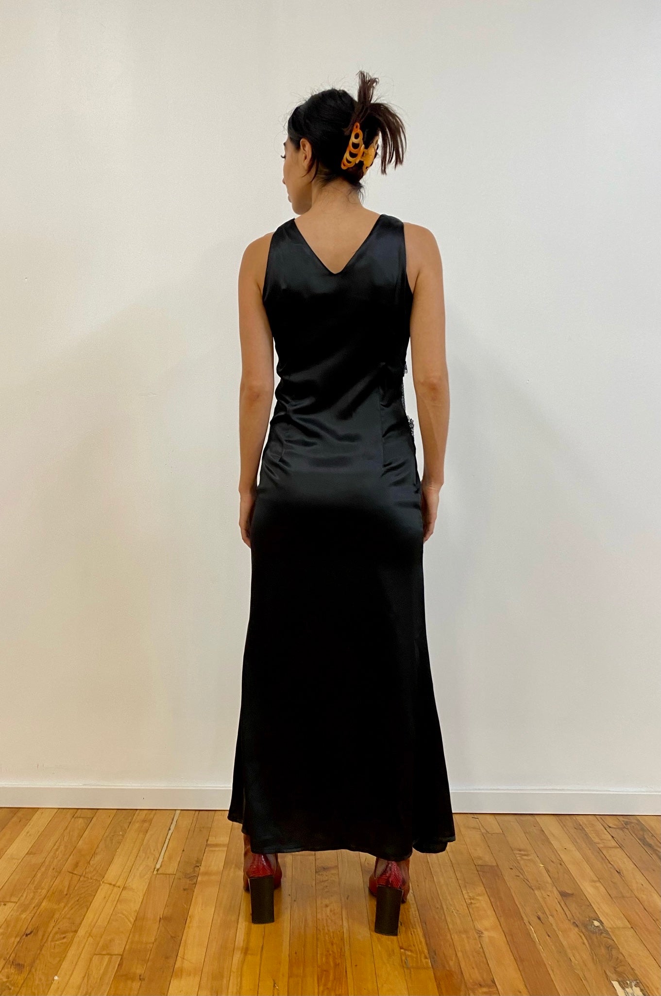 Black Silk and Sequin Maxi