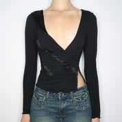 Italian Asymmetrical Black Blouse (Small)