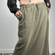 Olive Cargo Maxi Skirt