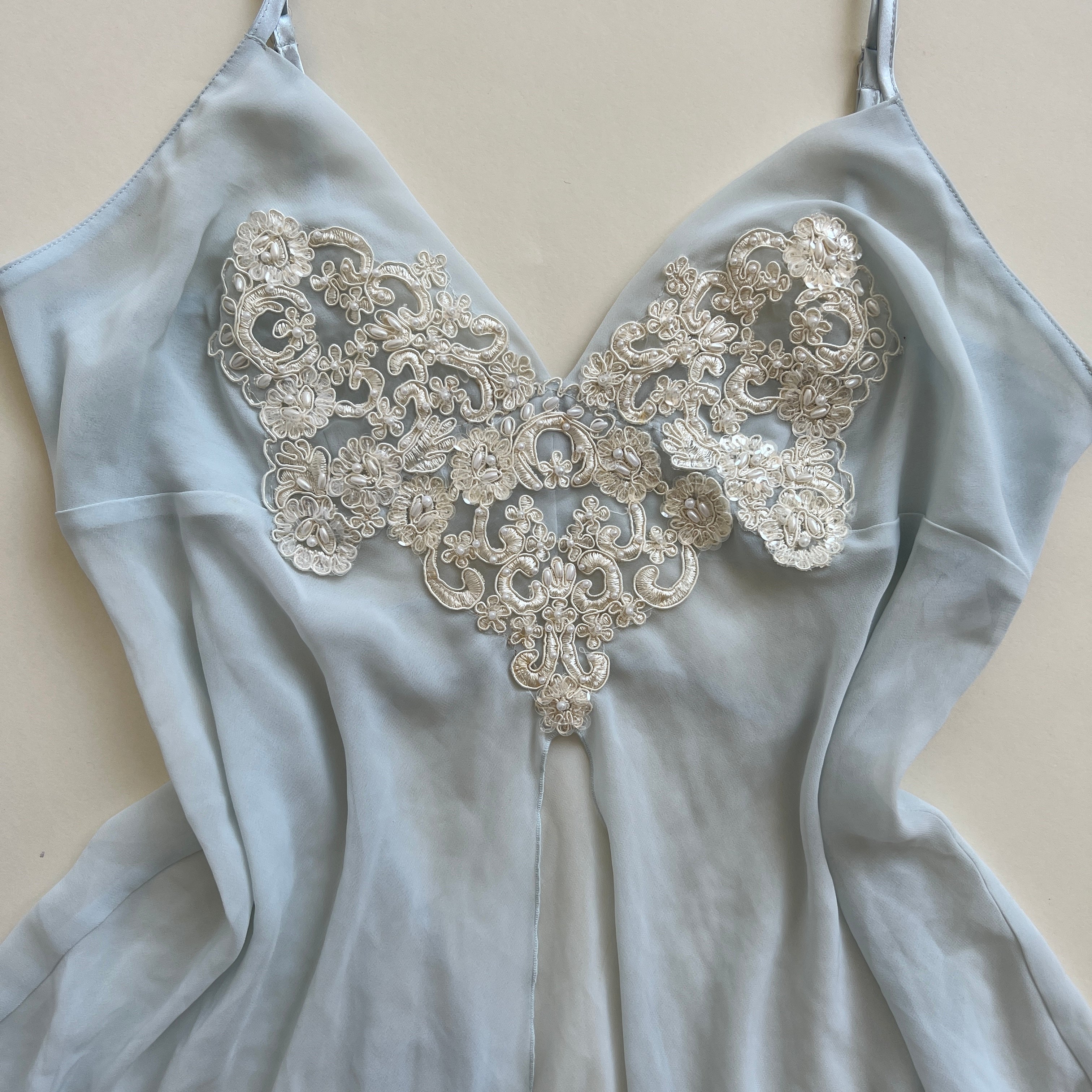 Ice blue pearl & sequin cami