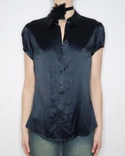 Navy Silk Blouse (Large) 