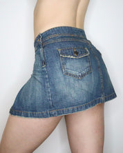 Pleated Denim Mini Skirt (XS) 