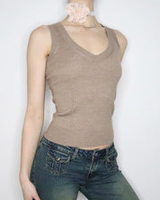 Tan Knit Tank Top (Small) 