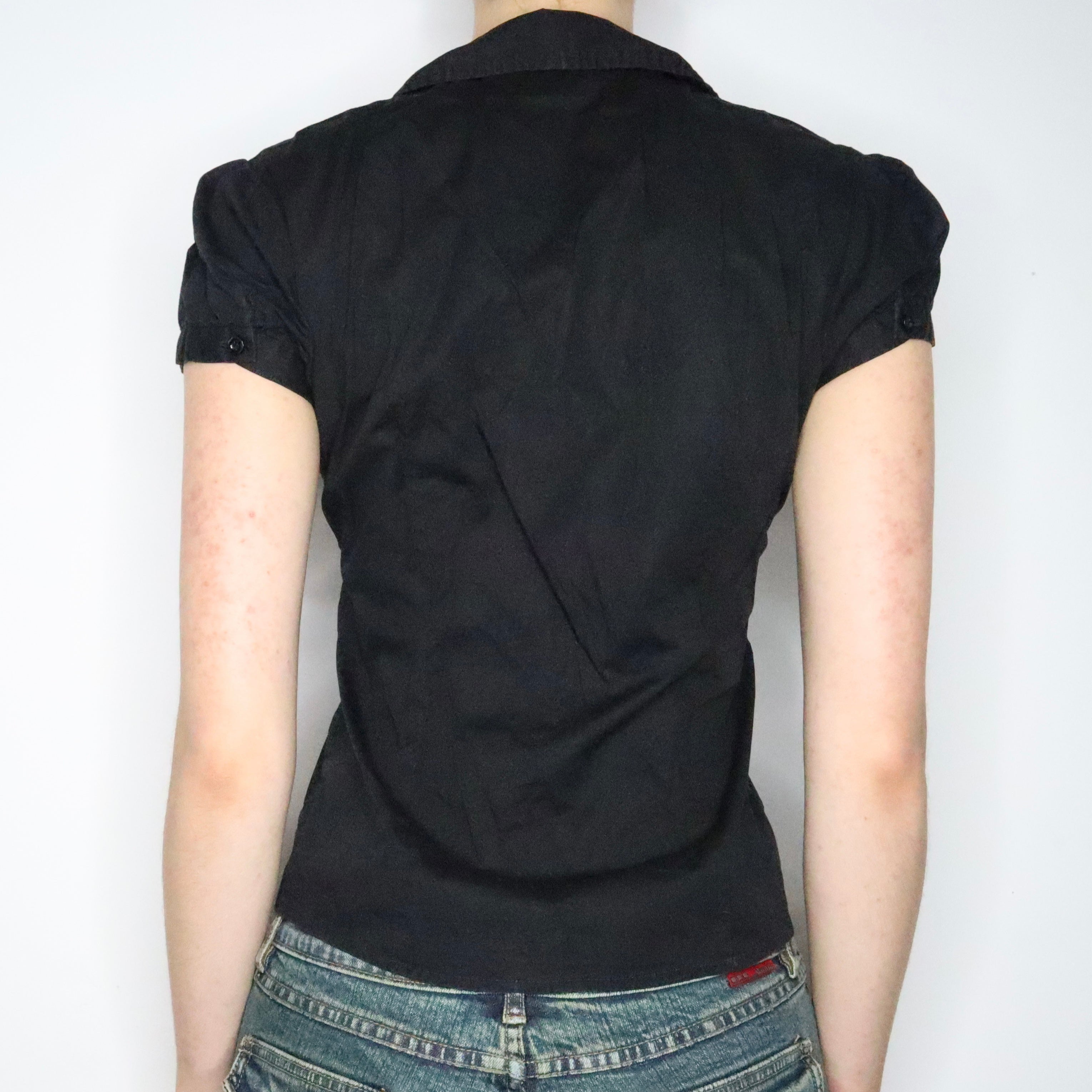 Black Button Up Blouse (S-M)