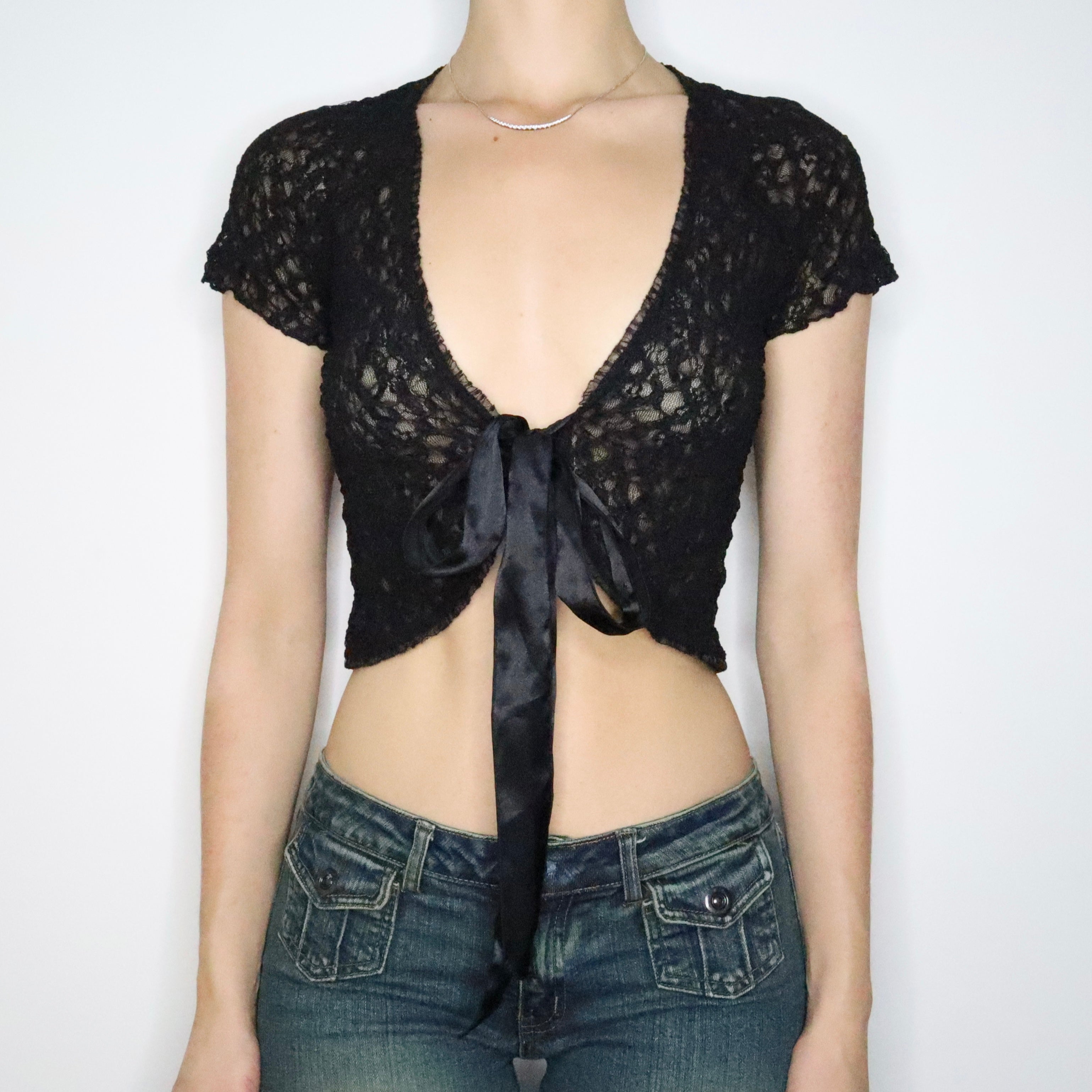Black Mesh Lace Cardigan (S-M)