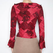 Dark Red Ruffle Blouse (Small)