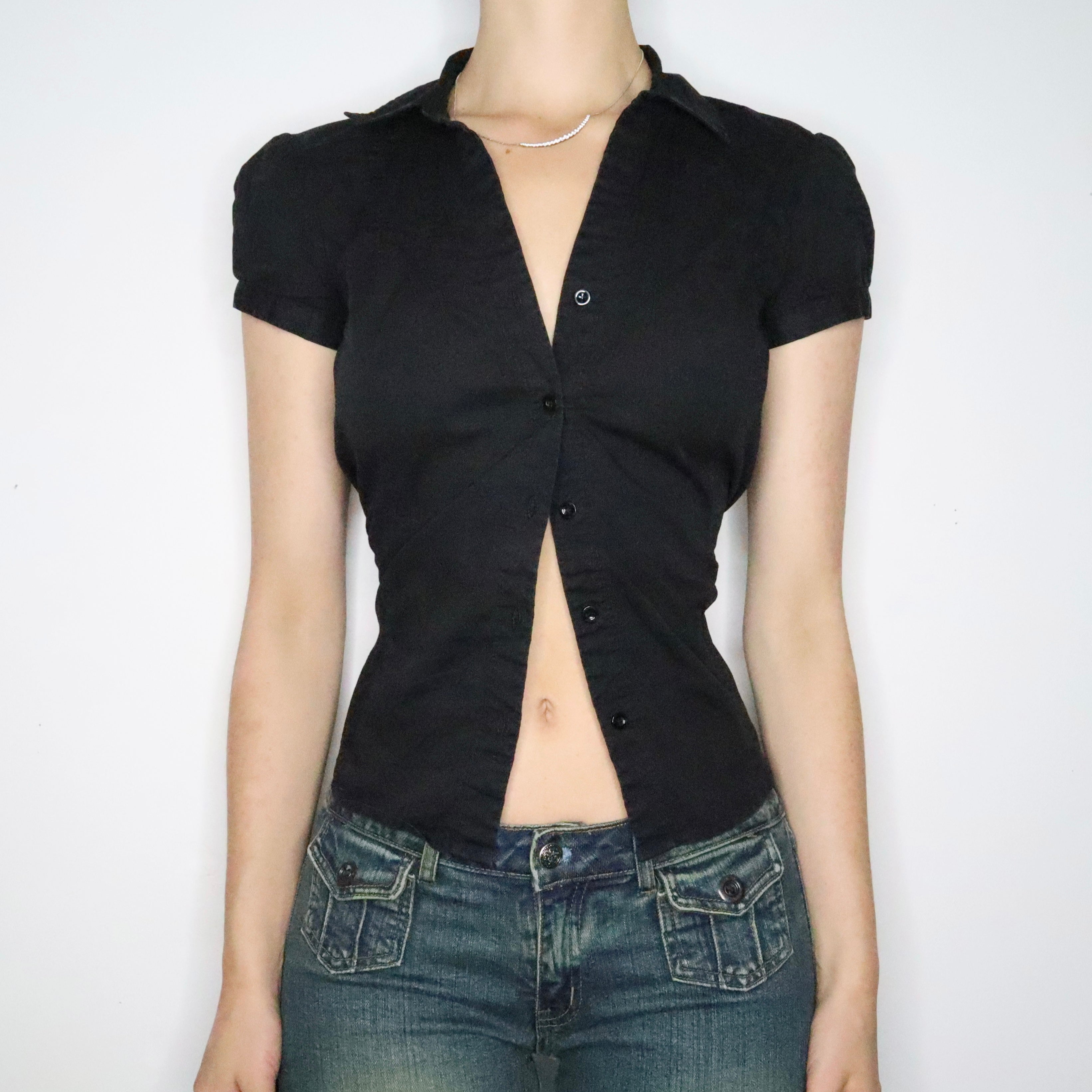 Black Button Up Blouse (S-M)