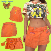 orange cargo mini skirt - extra small